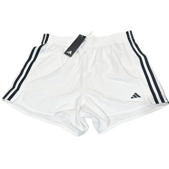 Adidas Womens 3 Stripe AEROREADY Training Shorts High Rise White | Size M | NWT - Picture 1 of 3